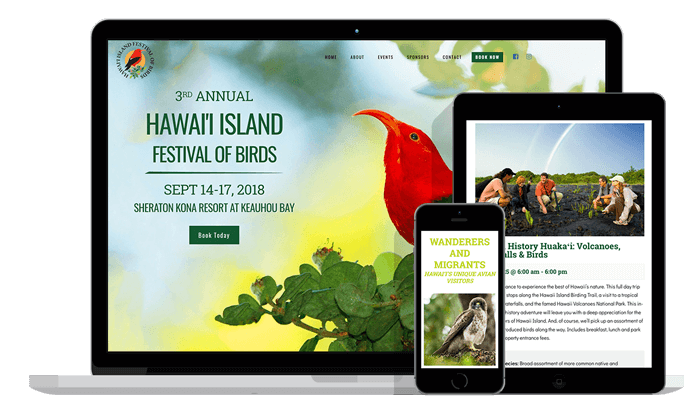 Hawaii Island Festival of Birds mobile responsive WordPress website